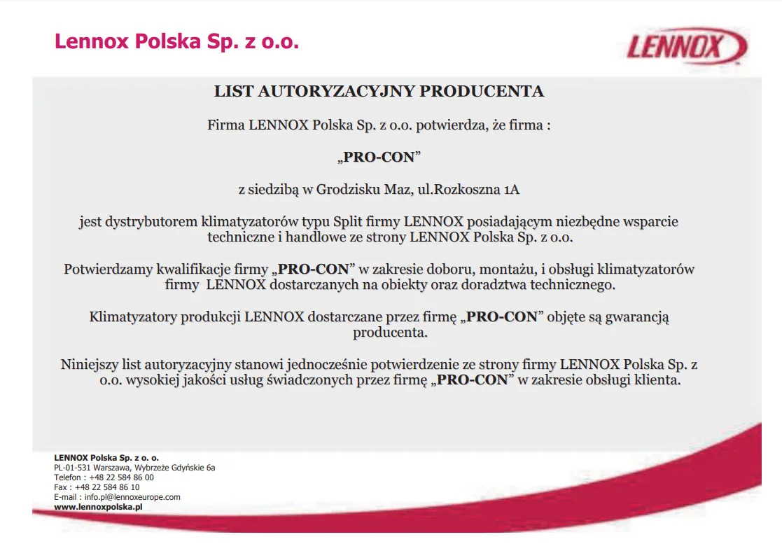 List-Autoryzacyjny-producenta-LENNOX-dla-PRO-CON