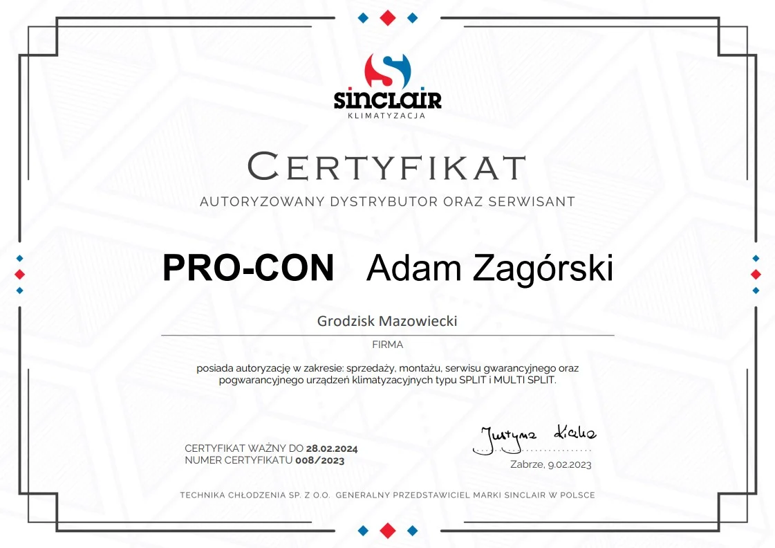 PRO-CON_Certyfikat_SINCLAIR